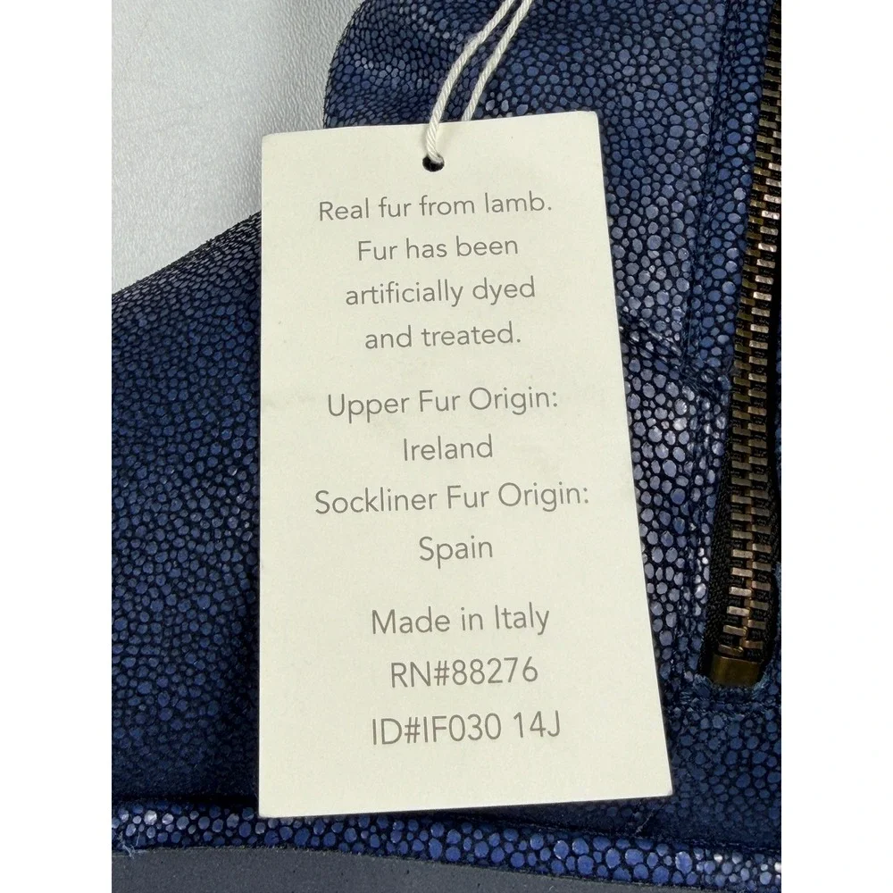 UGG Collection Abree Short Stingray Boots Women 11 Blue Shearling Italy 1009206
